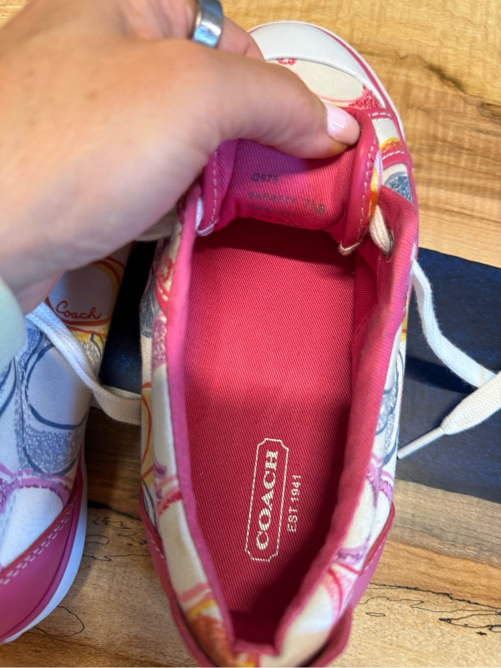 Coach Pink Multicolor Signature Low-Top Sneakers - Picture 8 of 9